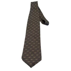 Perry Ellis Portfolio Men's Silk‎ Tie Brown Geometric Pattern Business Formal